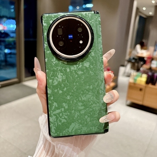 适用vivoxfold5手机壳新款vivofold5折叠屏保护套xfold3pro贝壳纹皮质vivo中轴铰链磁吸x fold5半包后壳vivox