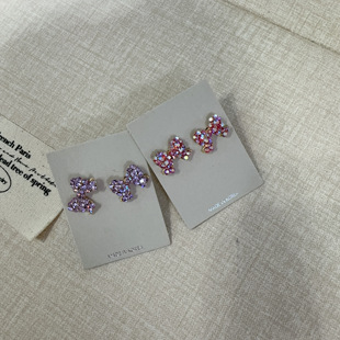 韩国S家水钻蝴蝶结精致韩系气质百搭甜美闪闪简约百搭耳钉耳环女