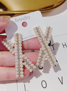 韩国东大门进口代购2024新款珍珠锆石小众高级感耳环网红耳饰女潮