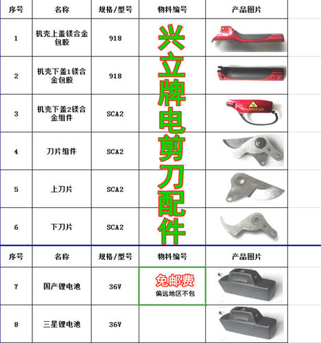 电动剪刀配件兴立888  928 918 828锂电池刀口连接线电缆果树修剪