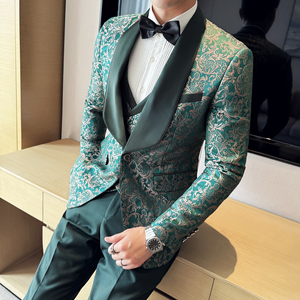 2025春季新款西装礼服三件套高密度提花结婚礼服D219-LF020-P285图片