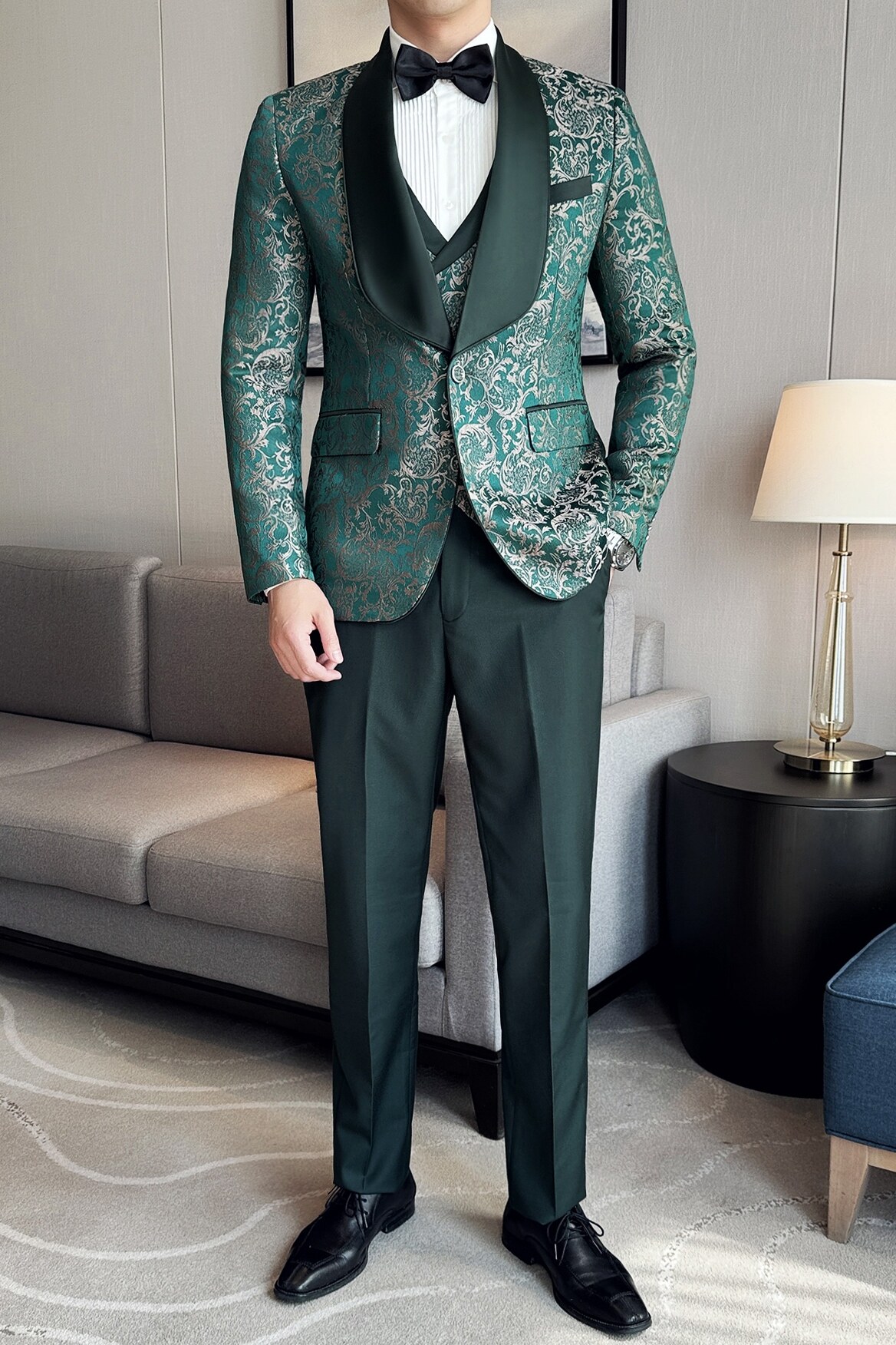 2025春季新款西装礼服三件套高密度提花结婚礼服D219-LF020-P285,男装西服套装,电商A199(原D219）