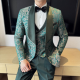 2025春季新款西装礼服三件套高密度提花结婚礼服D219-LF020-P285，男装西服套装，电商A199(原D219）