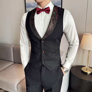 高端男士西装套装韩版潮牌时尚主持人礼服花纹西服两件套新郎服装图片