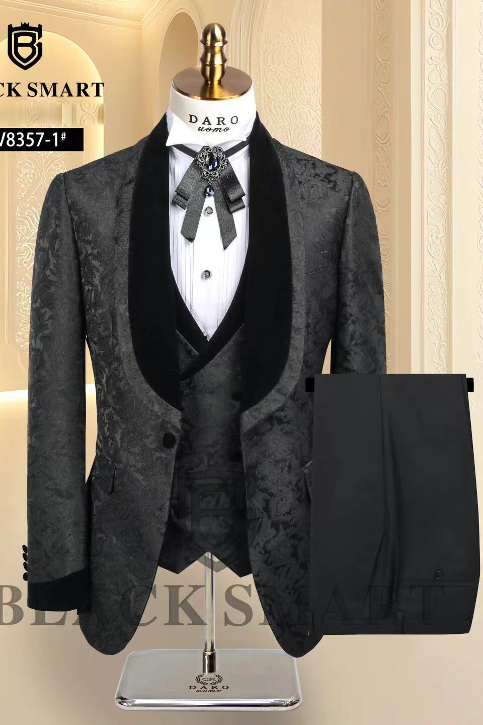跨境大码西装礼服三件套A199-8357-P285,男装西服套装,电商A199(原D219）