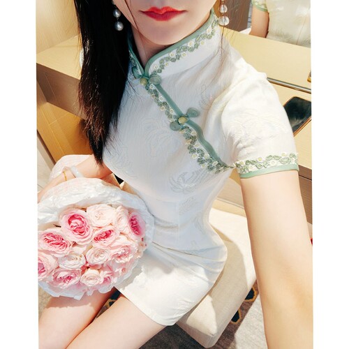 小个子旗袍短款白色2025年新款