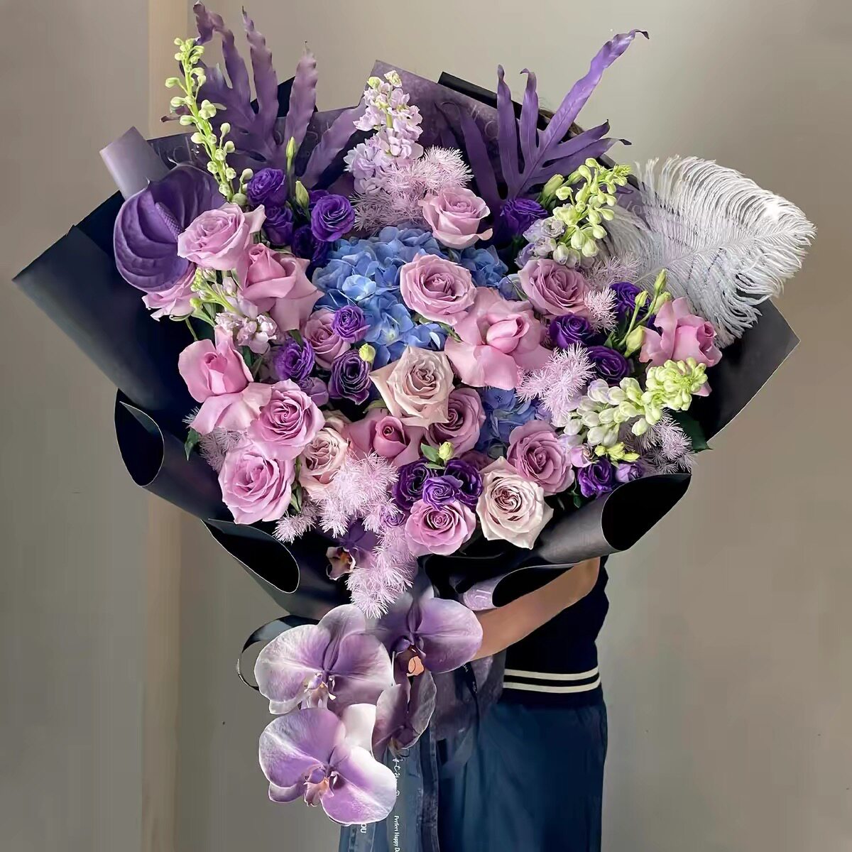 紫色玫瑰鲜花混搭花束生日韩式女友花束男士送花长沙花店鲜花速递