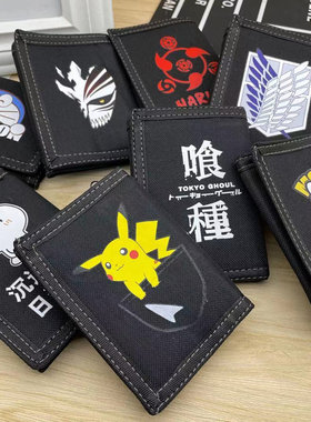 学生帆布卡通风3折青年钱包