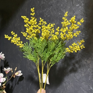 仿真合欢花相思树花植绒毛毛球金冠花室内北欧田园装饰品迎春花