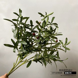 仿真带果橄榄树枝橄榄果假叶客厅餐桌花瓶插花艺摆设家居花卉摆件
