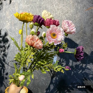 冰岛罂粟假花 迷你小虞美人 软胶仿真罂粟花插花银莲造景花海装饰