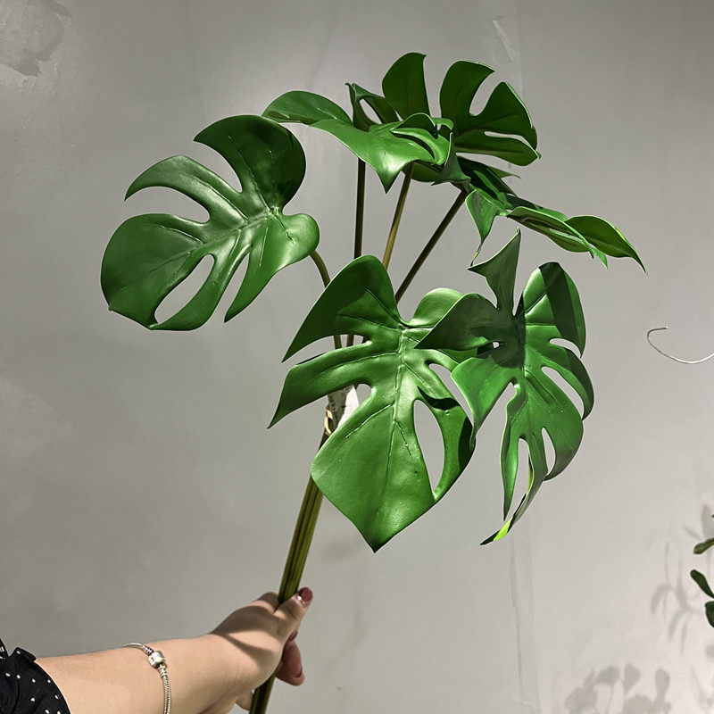 新品PU仿真花树叶假叶子把束小龟背叶仿真植物假花装饰插花束