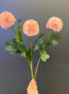 手感保湿仿真球菊假花家居装饰插花婚庆布置仿真花束单枝花艺干花