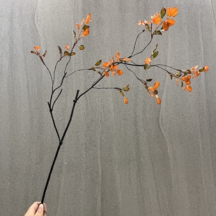 红叶树脂仿真山归来树叶线条型插花素材长枝意境叶子摆件田园装饰