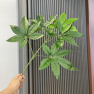 仿真发财树叶子塑料手感过胶树叶工程造景装饰绿植叶假发财树枝叶