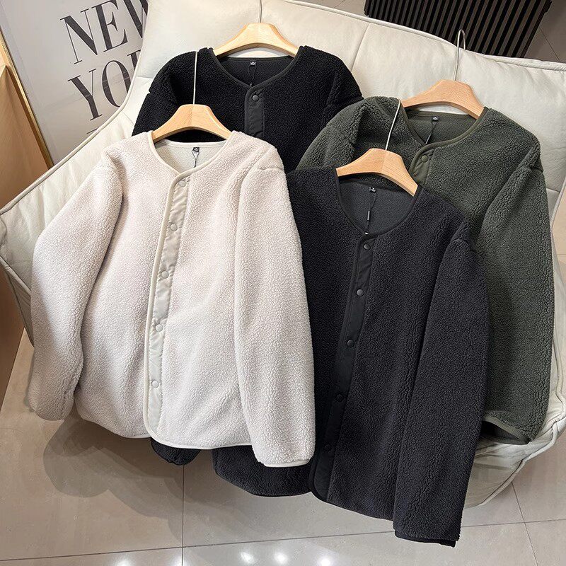 男装秋冬防风加厚仿羊羔绒抓绒衣