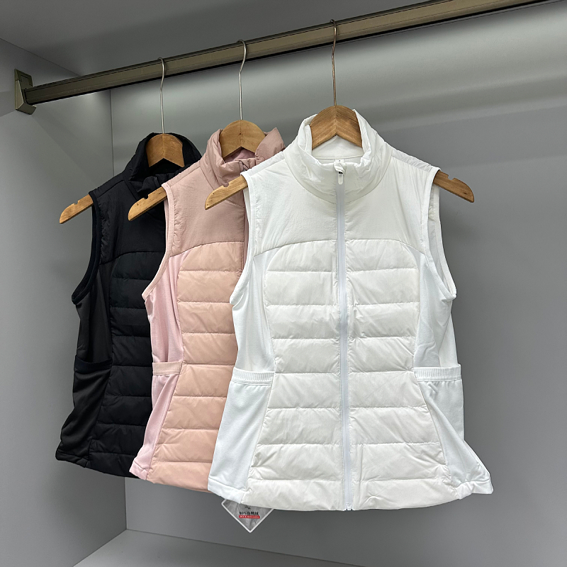 运动羽绒马甲服女跑步户外轻薄保暖秋冬季瑜伽服外套健身夹克