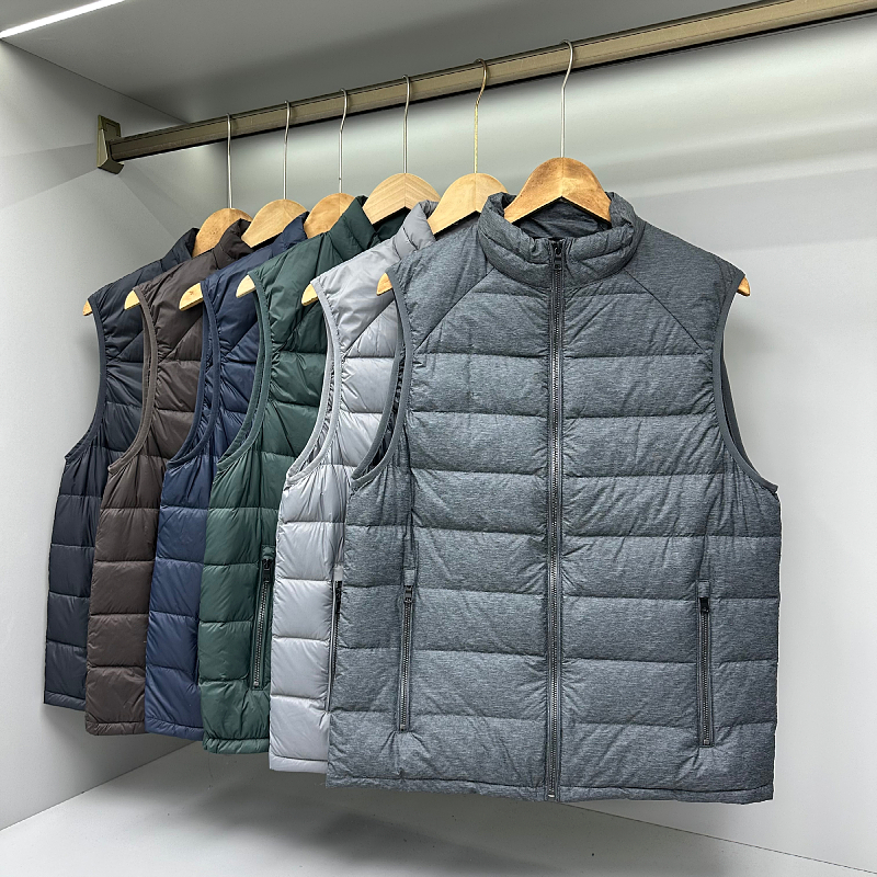 外贸单再生尼龙90鸭绒秋冬男女轻型御寒保暖羽绒背心马甲
