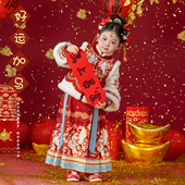 汉服女童2025冬款 儿童红色喜庆国风仙气拜年服女孩加厚马面裙套装