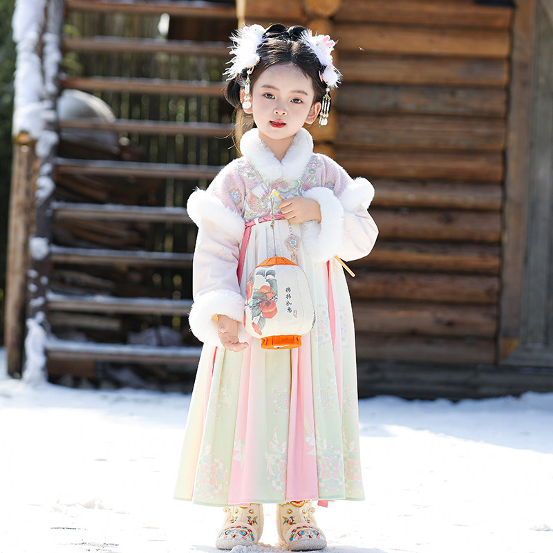 汉服女童冬款2025新款儿童古风加绒国风公主连衣裙女孩仙气拜年服,童装/婴儿装/亲子装,汉服,淘宝优惠券,粉丝福利购,淘宝优惠卷