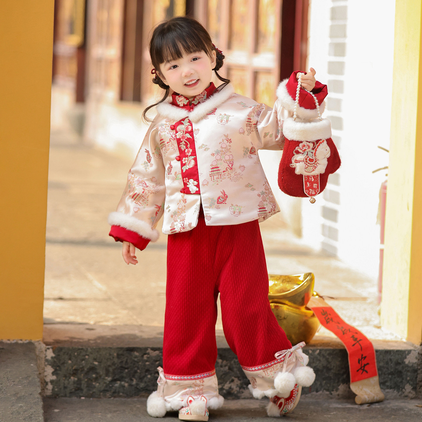 女童汉服2025冬款女孩新中式国风红色喜庆加绒拜年服套装儿童唐装,童装/婴儿装/亲子装,汉服,淘宝优惠券,粉丝福利购,淘宝优惠卷