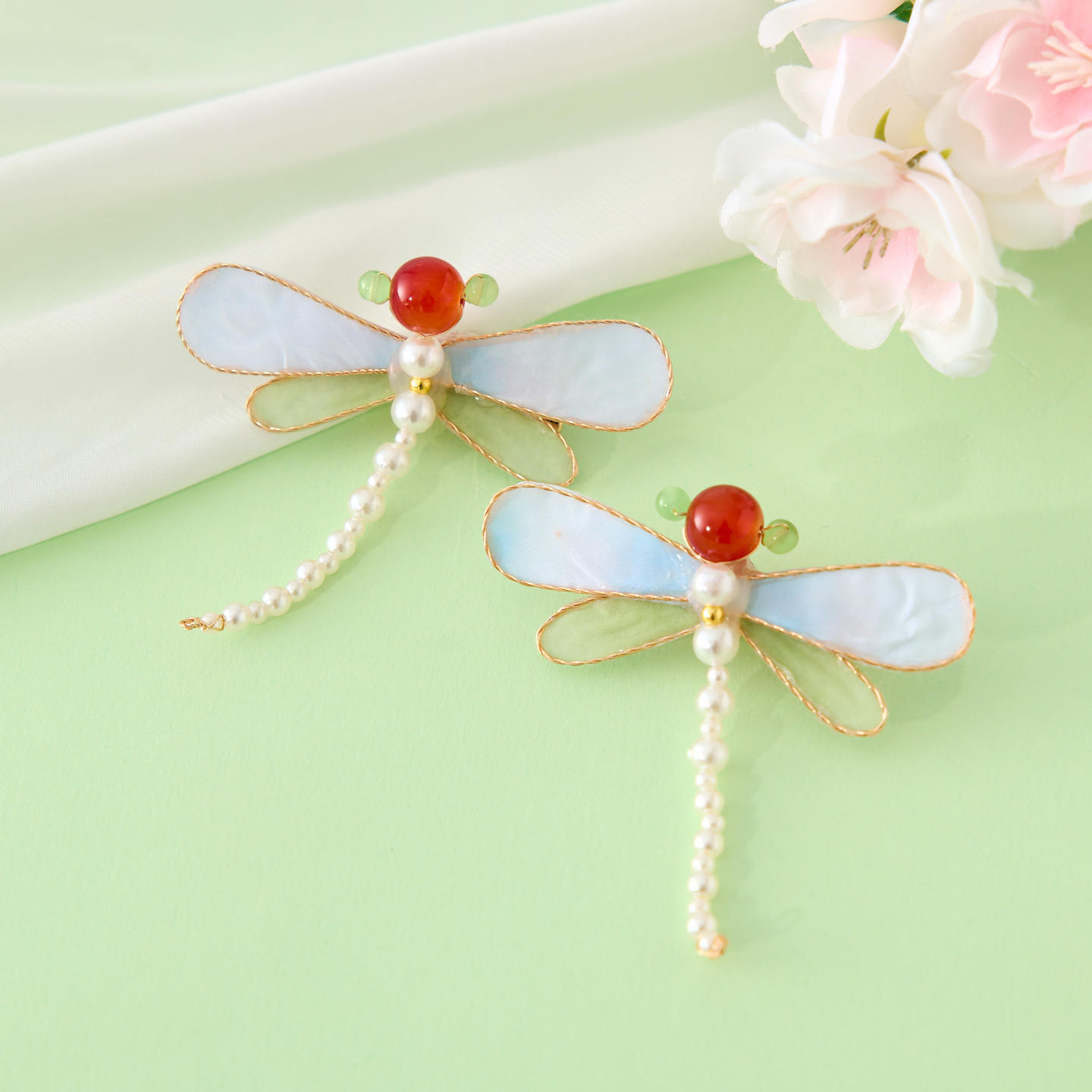 古月家儿童古风仙气蜻蜓对夹搭配国风襦裙古装头饰女宝宝汉服发饰