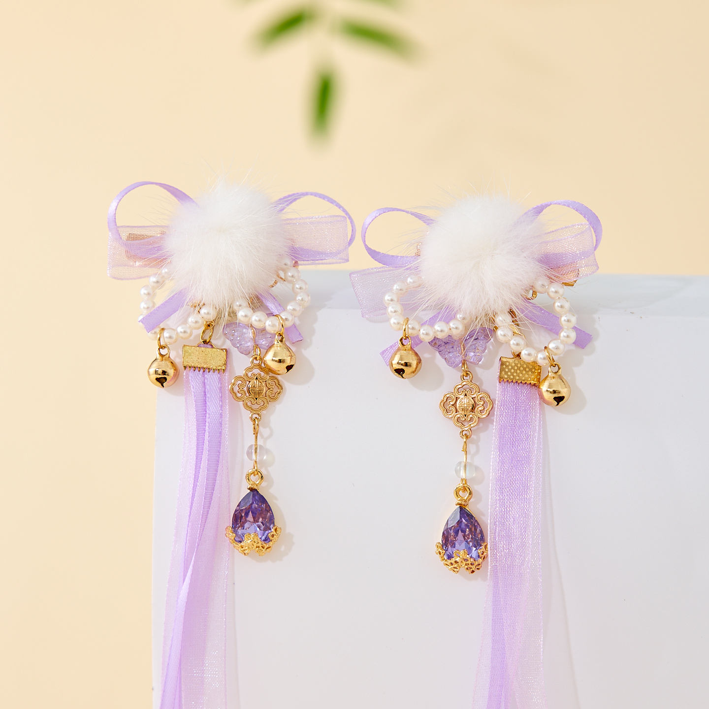 汉服女童冬款古风仙气长款流苏毛球发带女孩国风古装表演飘带丝带