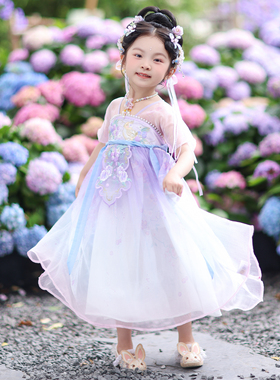 汉服女童2026夏款儿童高端仙气古风紫色公主连衣裙小女孩飘逸襦裙