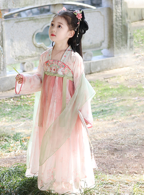 汉服女童2026春夏款儿童高端超仙古风公主连衣裙女孩粉色兔子襦裙