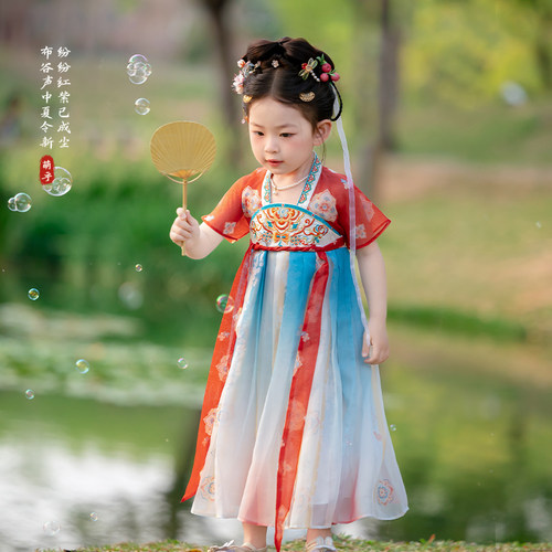 女童汉服2026夏季儿童高端超仙古装表演服连衣裙女宝宝仙气公主裙