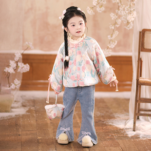国风仙气加厚外套女孩过年两面穿棉服 汉服女童2025秋冬儿童新中式