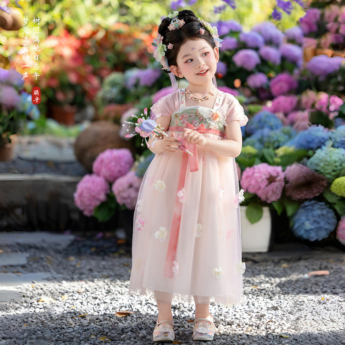 汉服女童2026夏儿童新中式国风仙气粉色公主礼服裙女孩甜美连衣裙