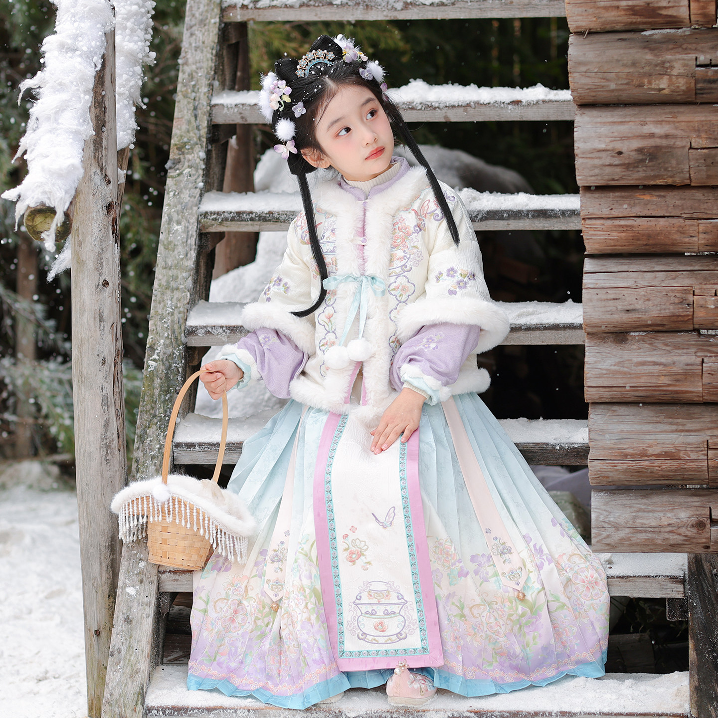 汉服女童2025冬款儿童新中式国风仙气马面裙套装小女孩过年拜年服,童装/婴儿装/亲子装,汉服,淘宝优惠券,粉丝福利购,淘宝优惠卷