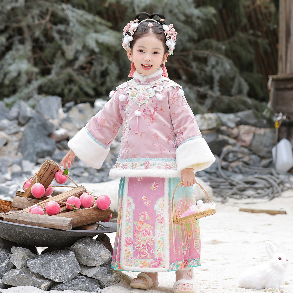 汉服女童2025冬款儿童新中式中国风仙气明制马面裙套装加厚拜年服,童装/婴儿装/亲子装,汉服,淘宝优惠券,粉丝福利购,淘宝优惠卷