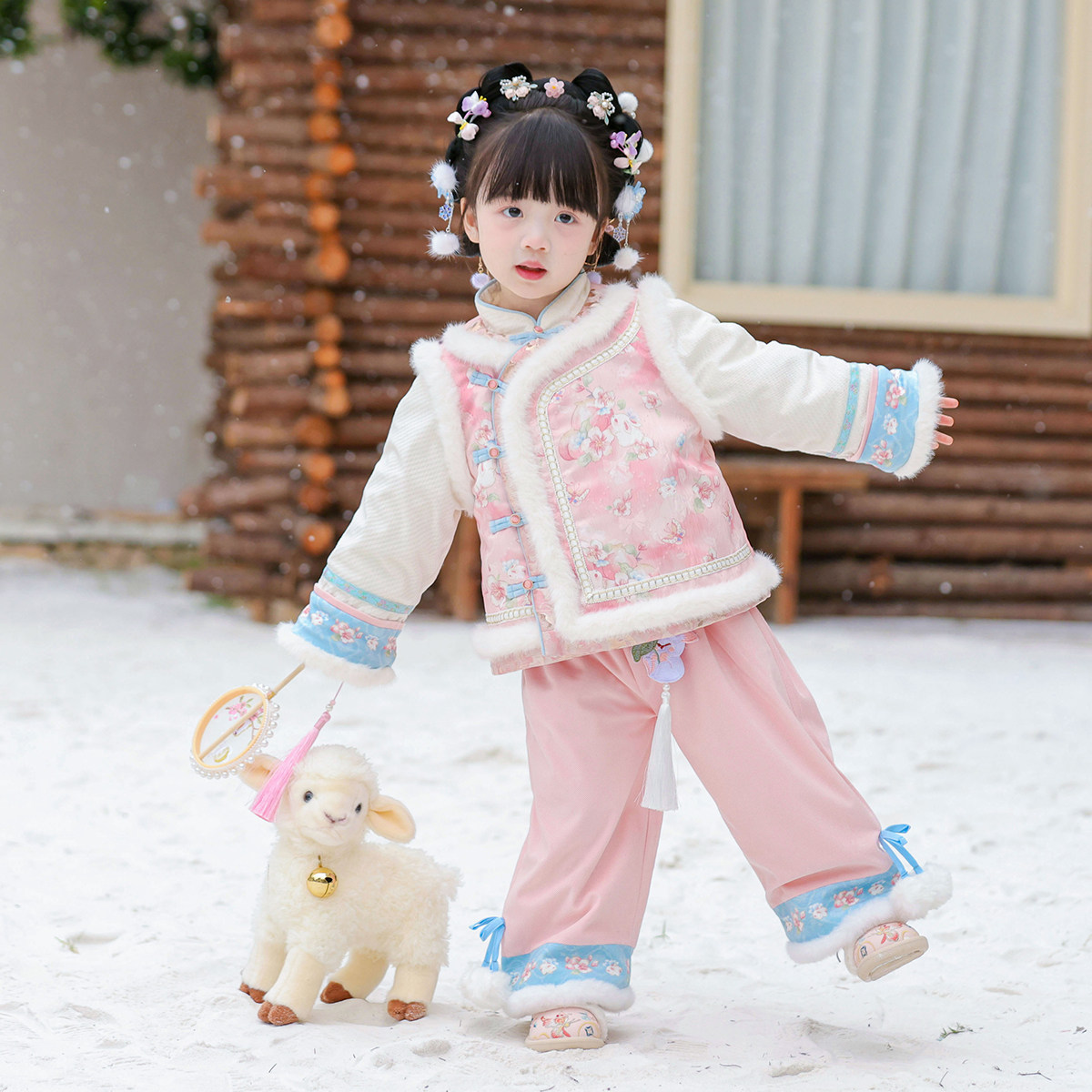 汉服女童2025冬款儿童新中式国风仙气加绒裤子套装女孩过年拜年服,童装/婴儿装/亲子装,汉服,淘宝优惠券,粉丝福利购,淘宝优惠卷