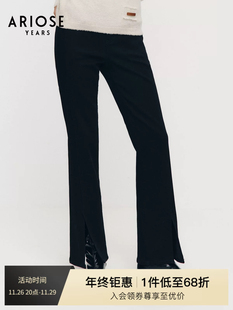 艾 显瘦加绒31113231瑕疵 丝雅诗复古微喇前开衩牛仔女2024冬季