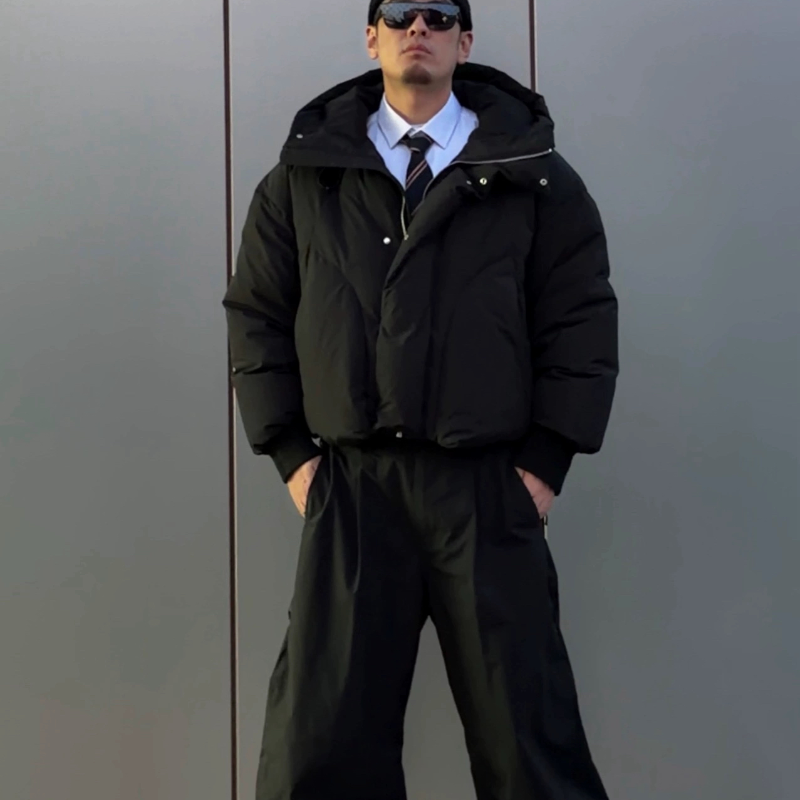 Toos.25AW 波兰进口95%鸭绒 立领连帽分割结构短宽羽绒服夹克外套