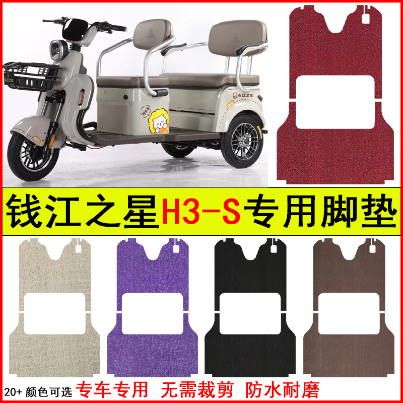 适用钱江之星H3-S电动三轮车脚垫专车专用耐磨防水防滑脚踏地毯垫