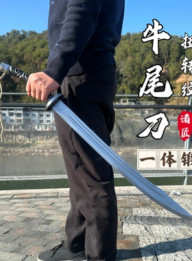 龙泉刀剑一体锻打高锰钢牛尾刀剑户外防身冷兵器收藏摆件未开刃