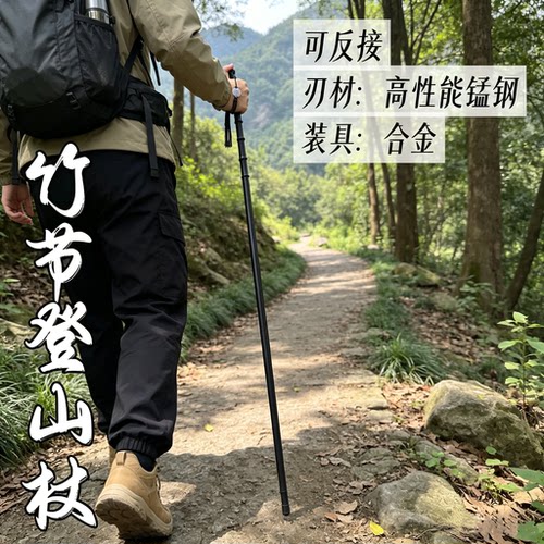 细柳剑登山杖竹中剑磨砂黑锰钢宝剑可反接带剑穗训练棍中刀未开刃