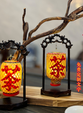 潮汕竹编油纸灯笼中式创意手工新年送礼传统文化发光龙门架摆件