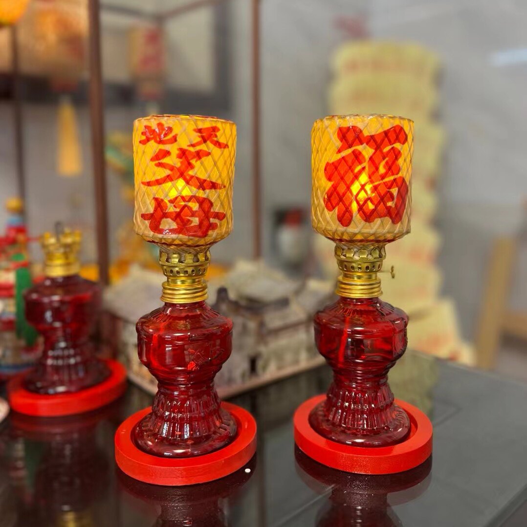 潮汕酥油灯竹编油纸小灯笼煤油灯