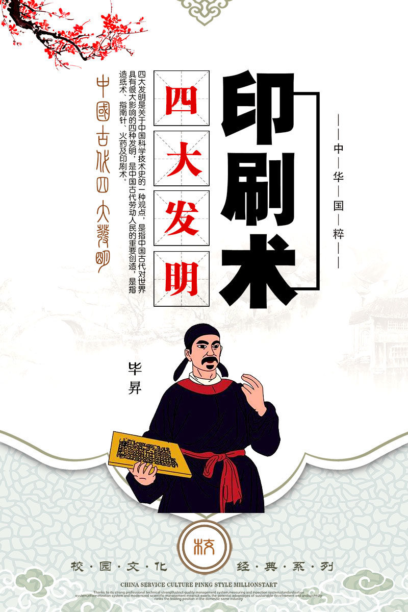 765海报印制展板写真贴纸装饰画317校园文化四大发明印刷术简介3