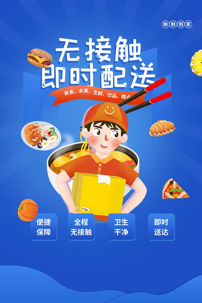 766饭店酒店美食店外卖网络点餐无接触配送餐跑腿648写真海报印制