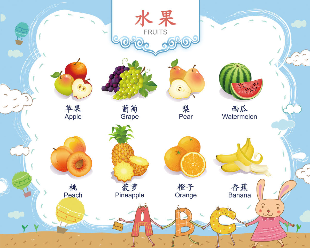 751画布海报展板喷绘素材贴纸897幼儿园英语儿童英语中英对照图