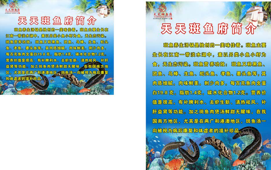 617居家海报写真展板喷绘贴纸564斑鱼生长营养功效简介