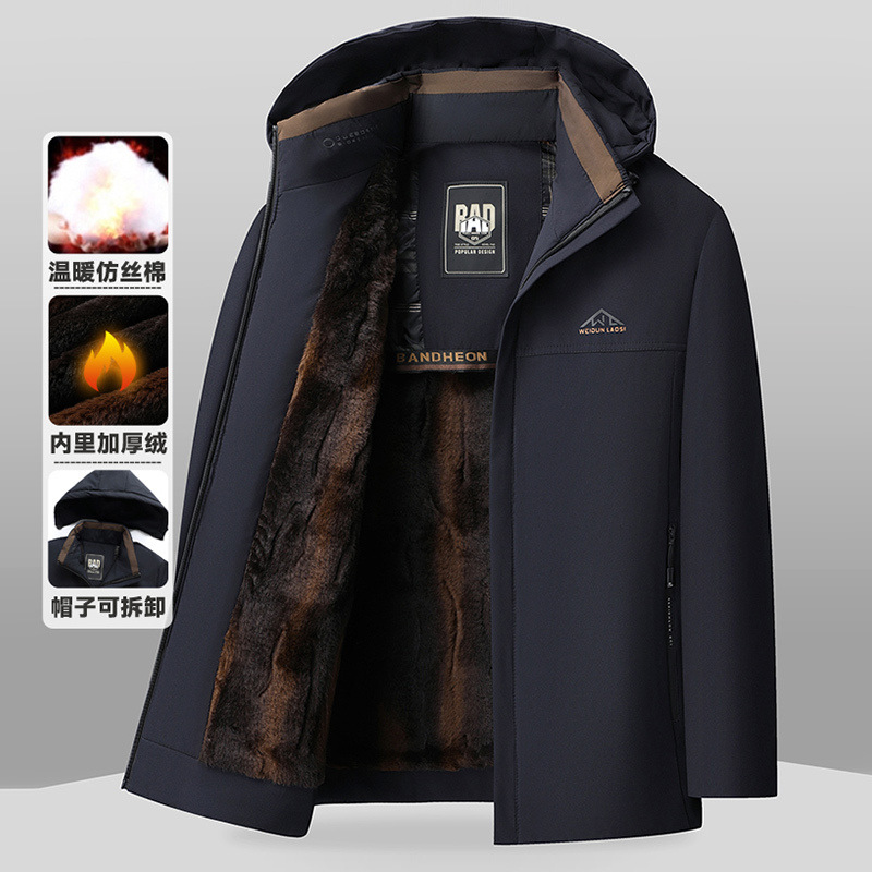 2025新款冬季男士休闲保暖棉服男爸爸装中年商务男装外套加厚保暖