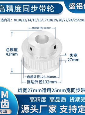 同步带轮S5M80齿宽27内孔5 6 8 10 12 14 15 19 20现货非标同步轮