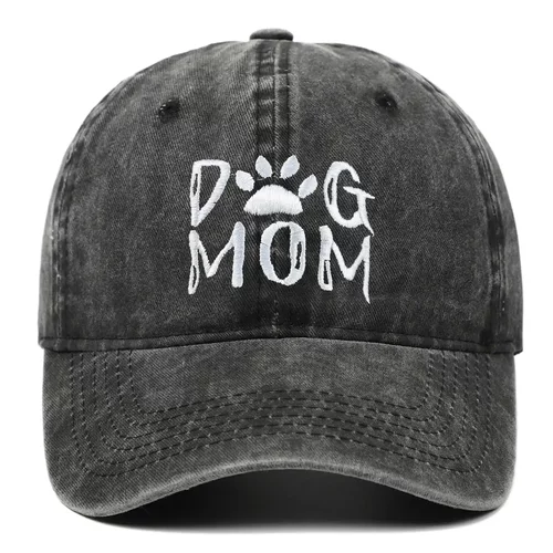 dogmom刺绣水洗棉棒球帽遮阳帽