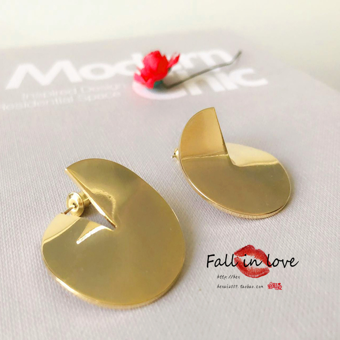 奢恋欧美风金色圆形韩版短发银针